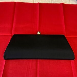 Elegant Black Clutch with Gold Clasp